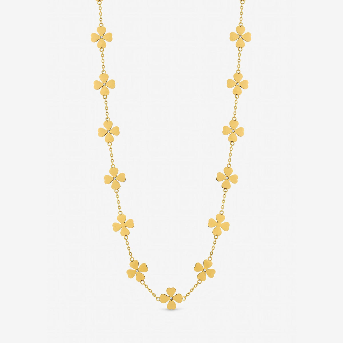 Jon Richard Gold Plated Waterproof Crystal and Clover Allway Necklace