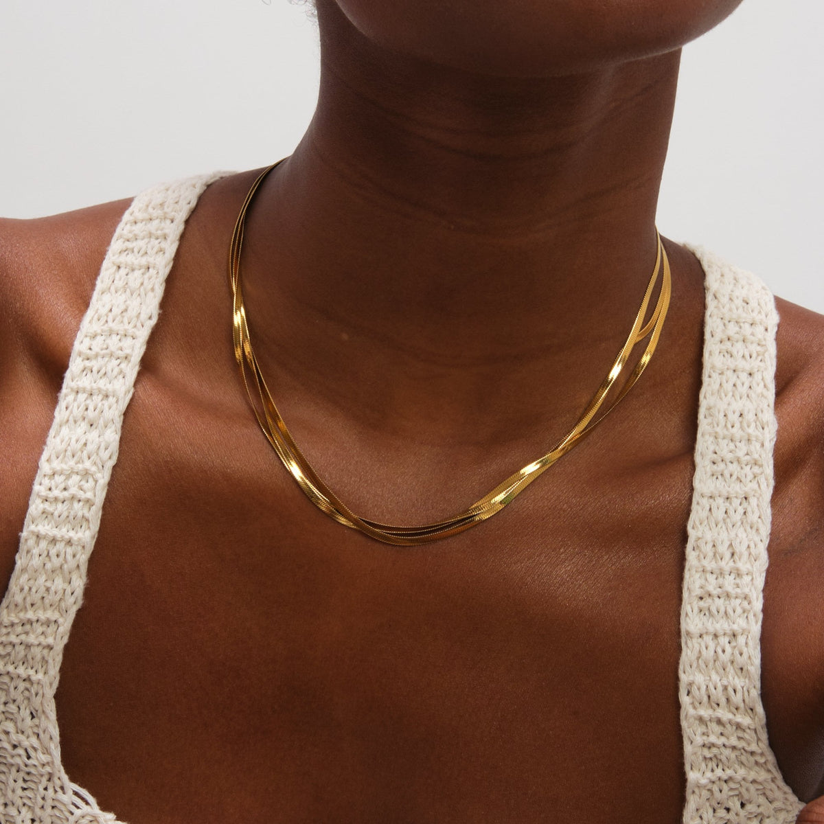 Jon Richard Gold Plated Waterproof Multirow Snake Chain Necklace
