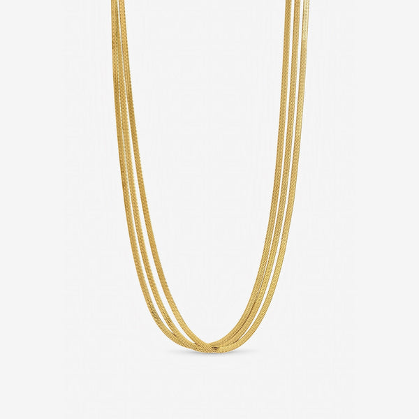 Jon Richard Gold Plated Waterproof Multirow Snake Chain Necklace