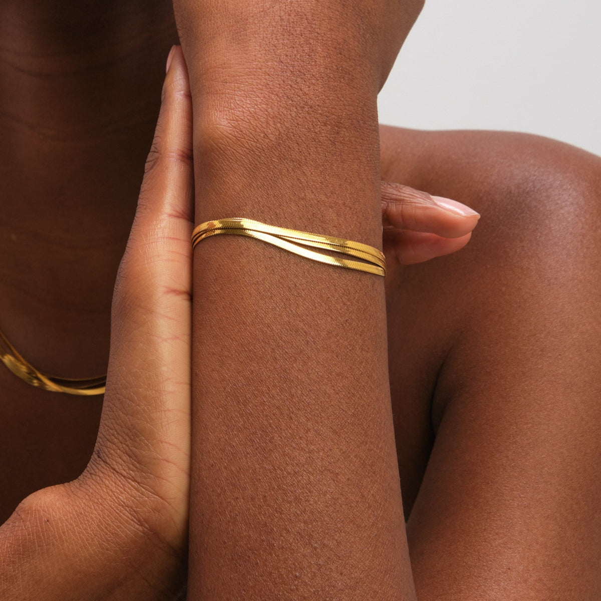 Jon Richard Gold Plated Waterproof Multirow Snake Chain Bracelet