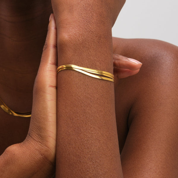 Jon Richard Gold Plated Waterproof Multirow Snake Chain Bracelet