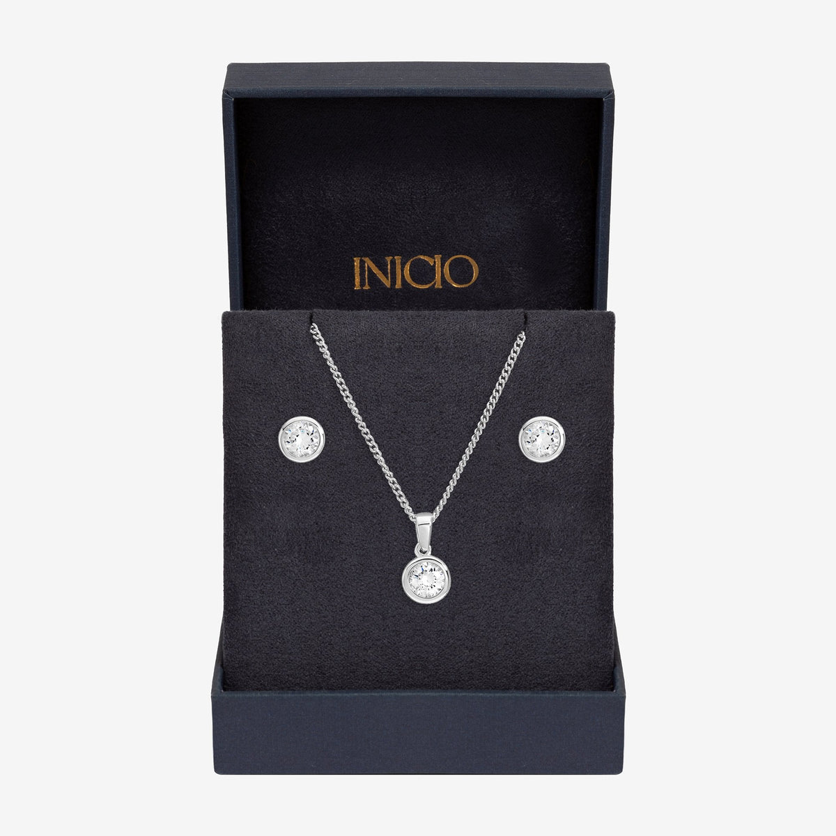 Inicio Sterling Silver Cubic Zirconia Bezel Set - Gift Box