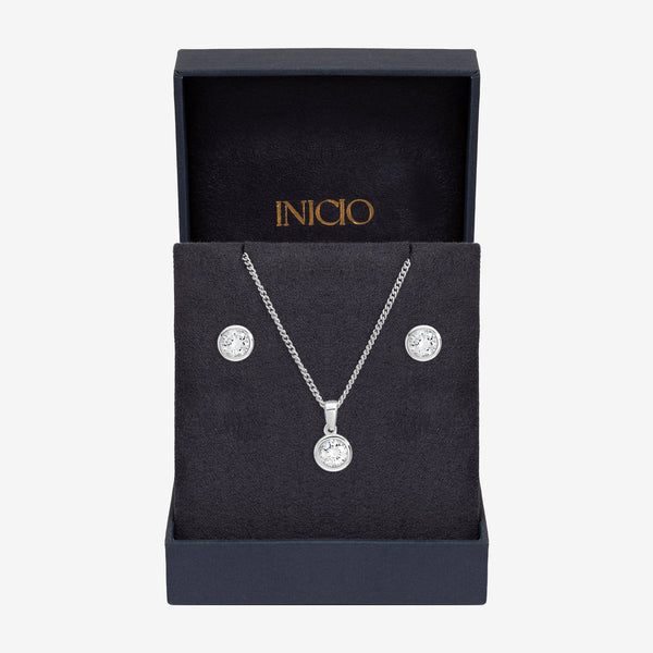 Inicio Sterling Silver Cubic Zirconia Bezel Set - Gift Box