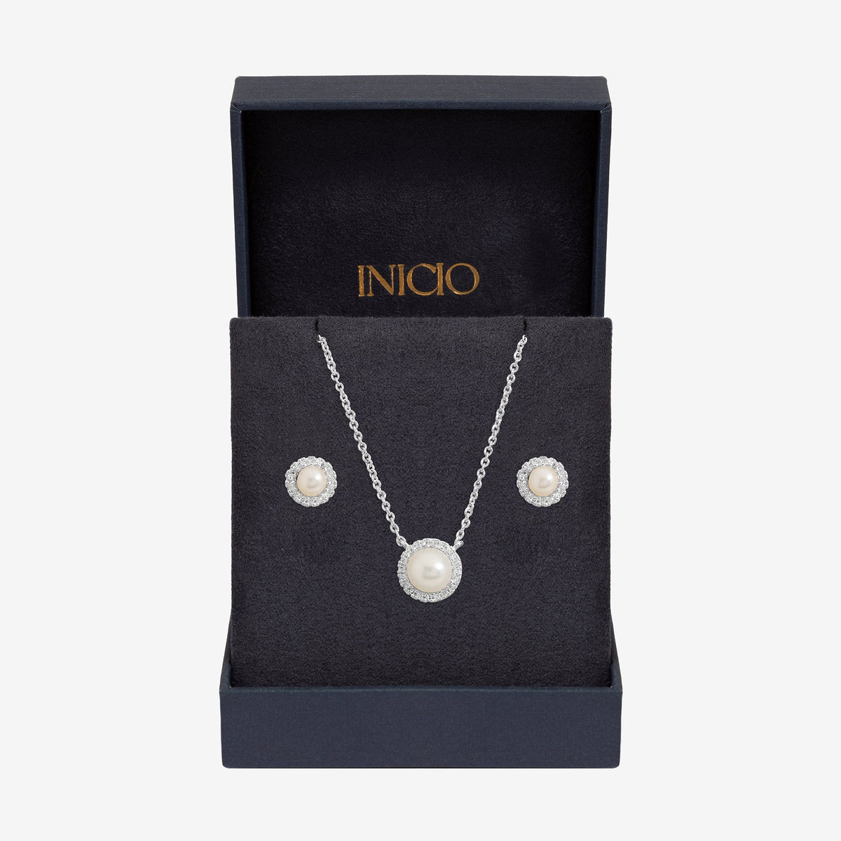 Inicio Sterling Silver Pearl Halo Set - Gift Box