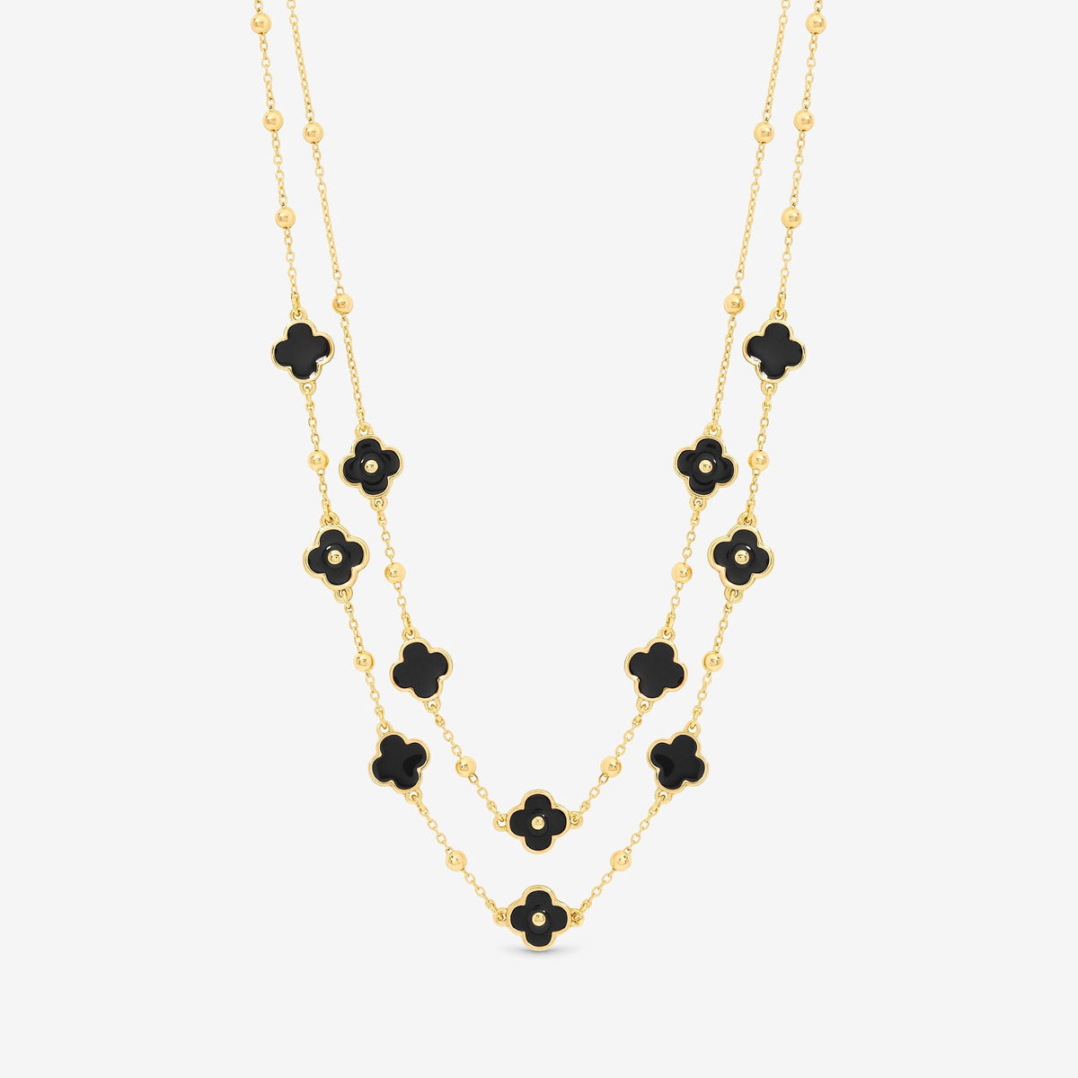 Mood Jet Clover Multi Row Necklace