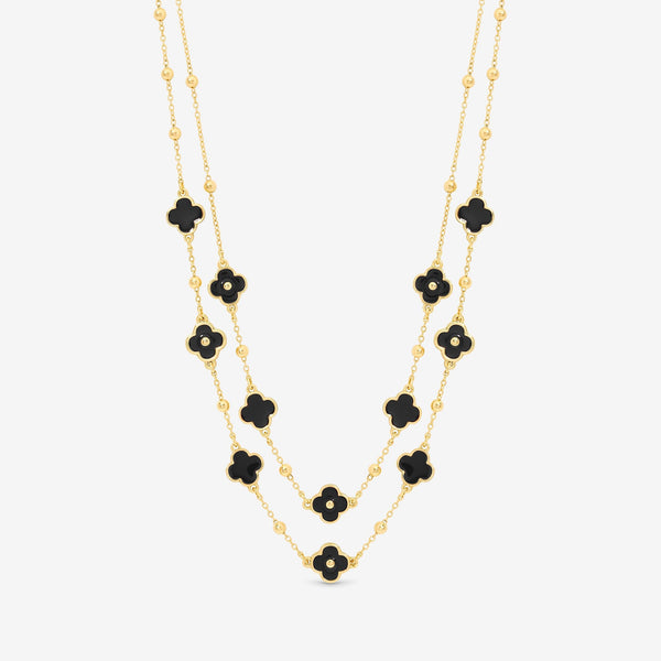 Mood Jet Clover Multi Row Necklace