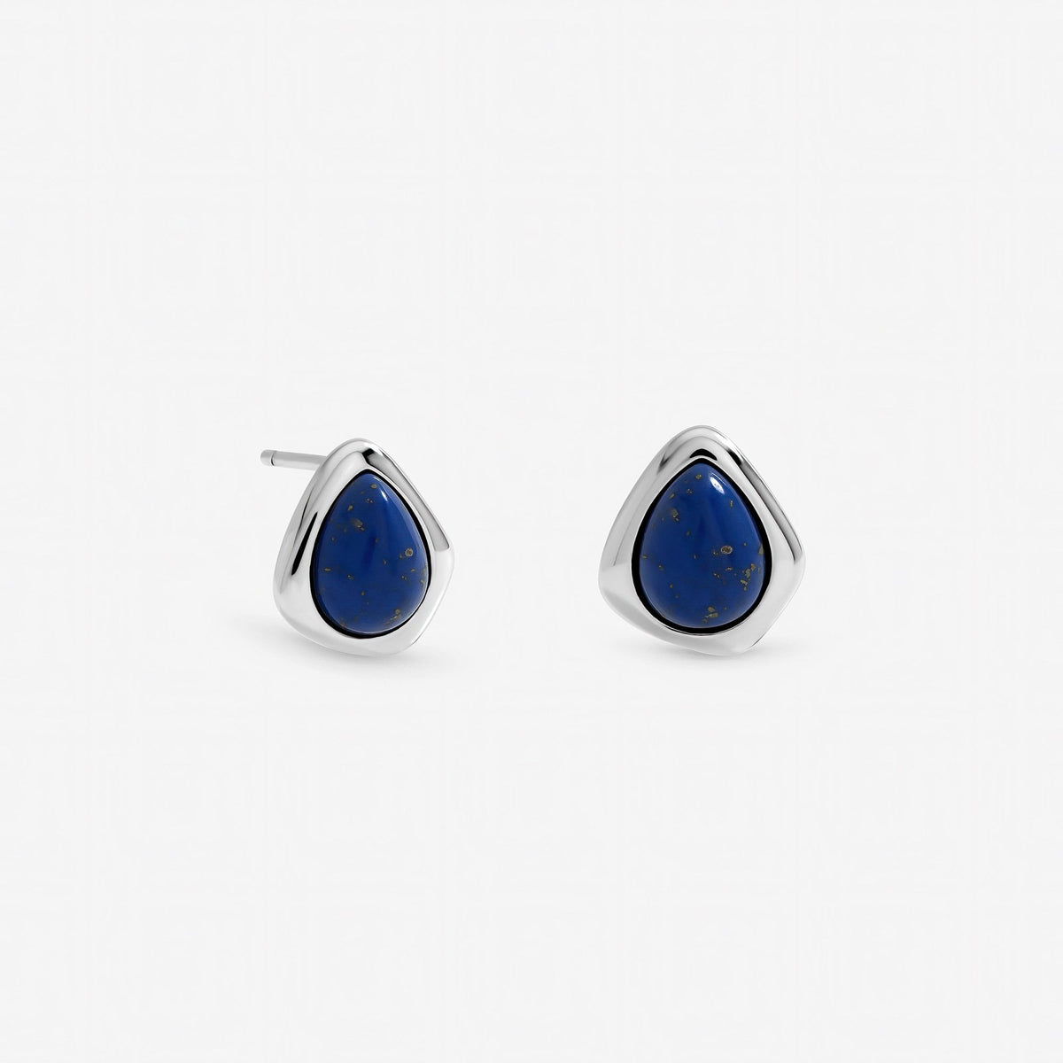 Inicio Sterling Silver Lapis Polished Stud Earrings