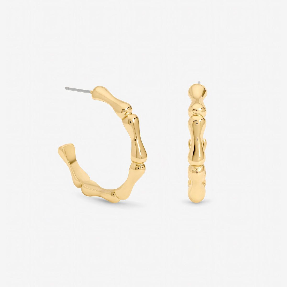 Mood Gold Polished Bamboo Hoop Earrings
