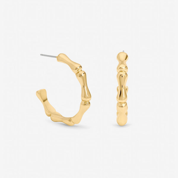Mood Gold Polished Bamboo Hoop Earrings