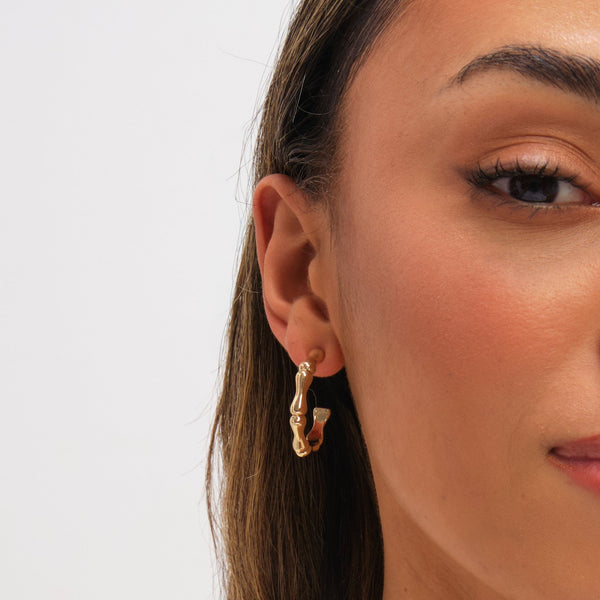 Mood Gold Polished Bamboo Hoop Earrings