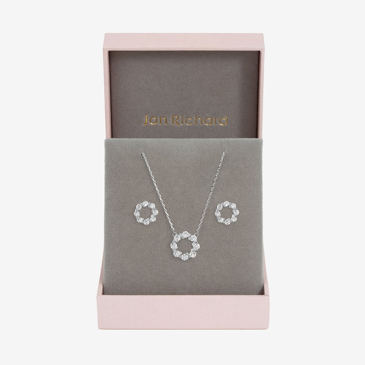 Jon Richard Rhodium Plated Crystal Open Circle Bridal Set - Gift Box