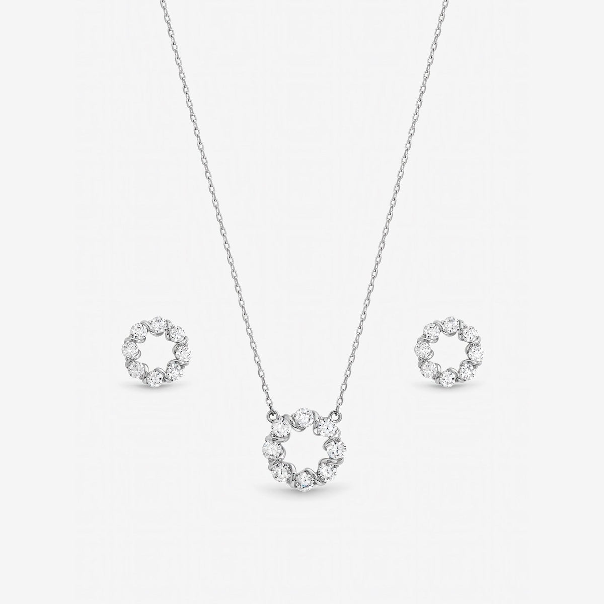 Jon Richard Rhodium Plated Crystal Open Circle Bridal Set - Gift Box