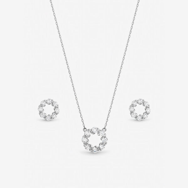 Jon Richard Rhodium Plated Crystal Open Circle Bridal Set - Gift Box