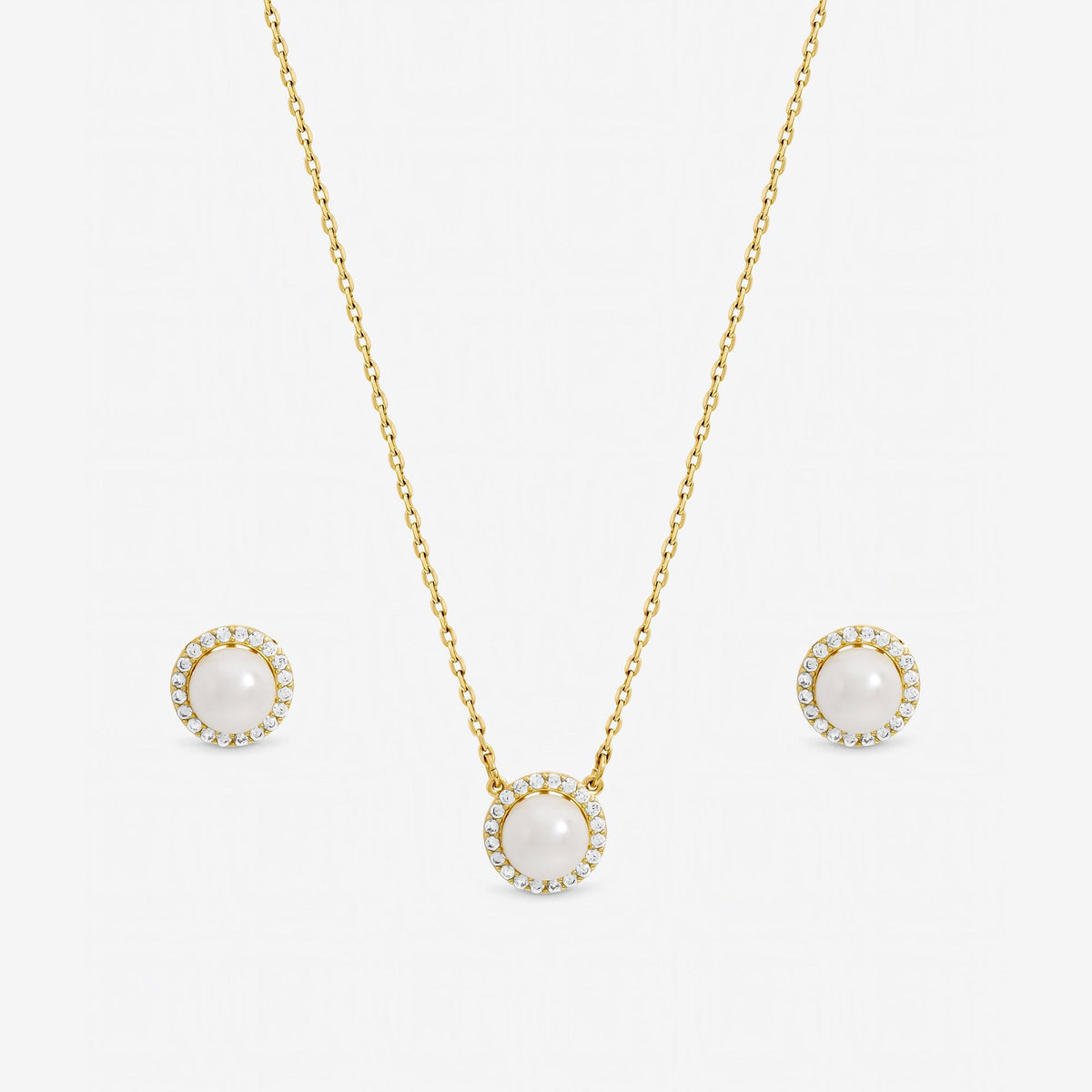 Jon Richard Gold Plated Crystal and Pearl Halo Bridal Set - Gift Box
