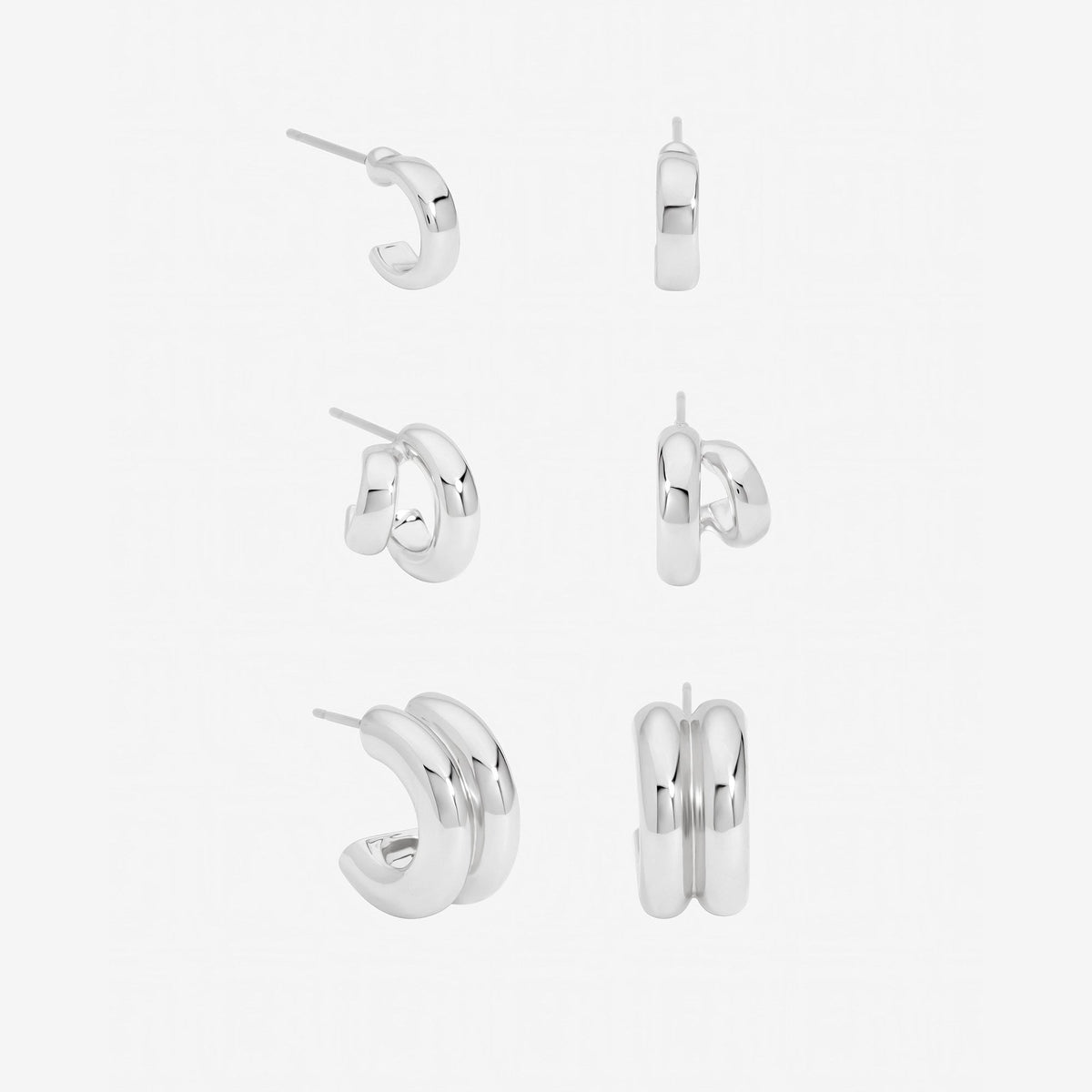 Mood Silver Plated Hoops - Pack of 3