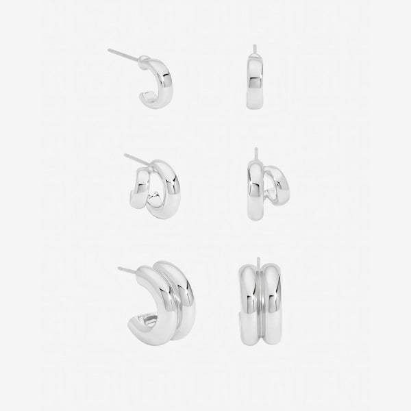 Mood Silver Plated Hoops - Pack of 3