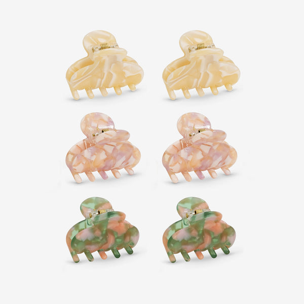Mood Pastel Resin Mini Claw Clips - Pack of 6