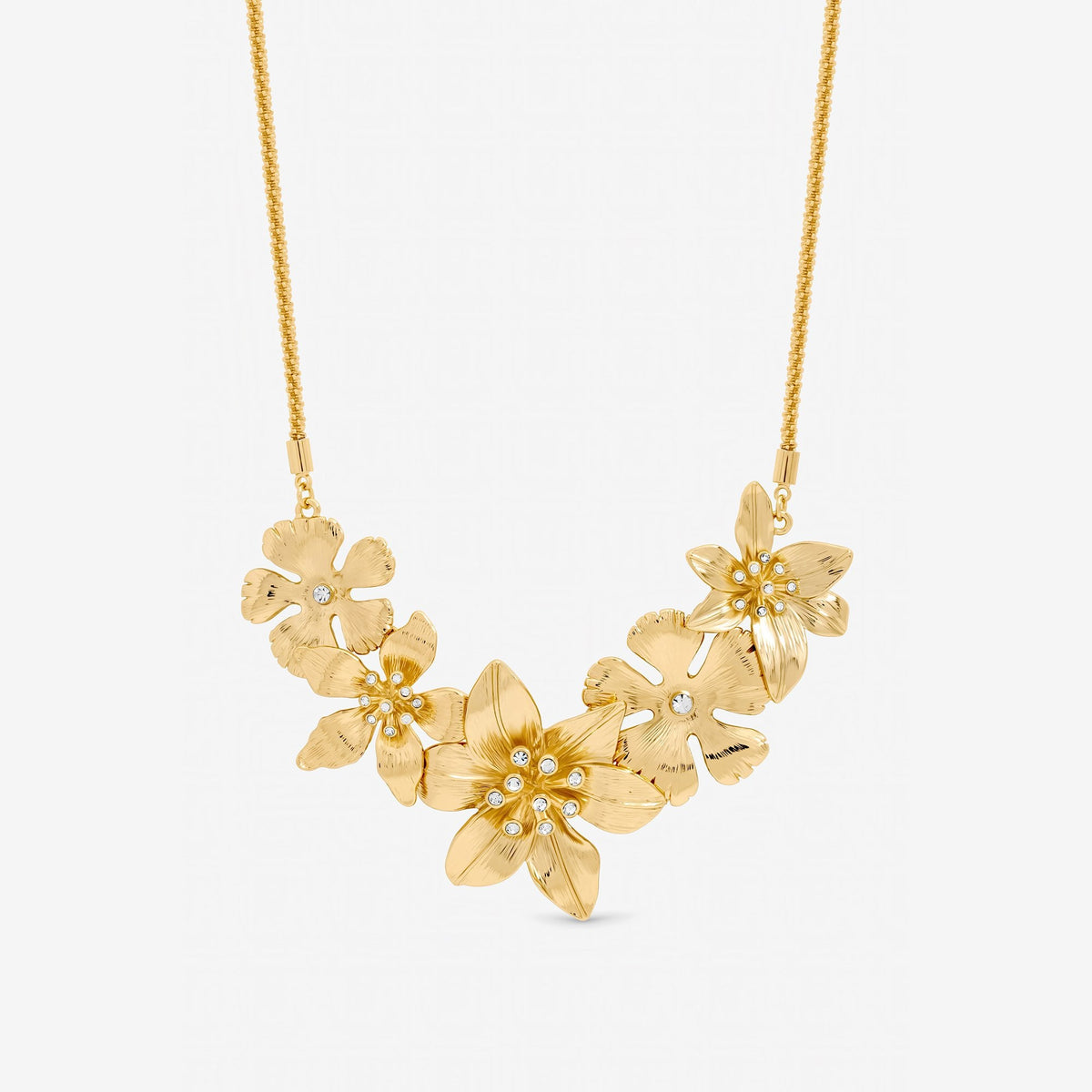 Mood Gold Polished Statement Floral Necklace