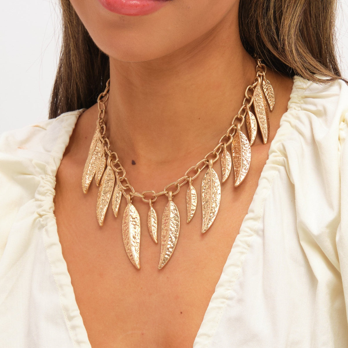 Mood Gold Plated Leaf Necklace