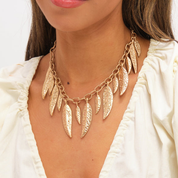 Mood Gold Plated Leaf Necklace