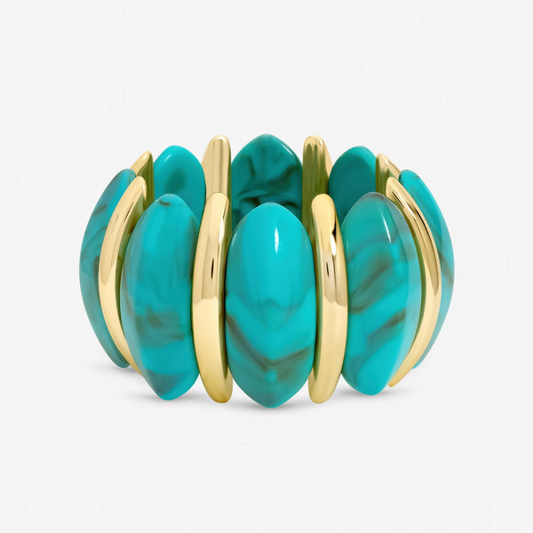 Mood Gold Plated and Turquoise Statement Stretch Bracelet
