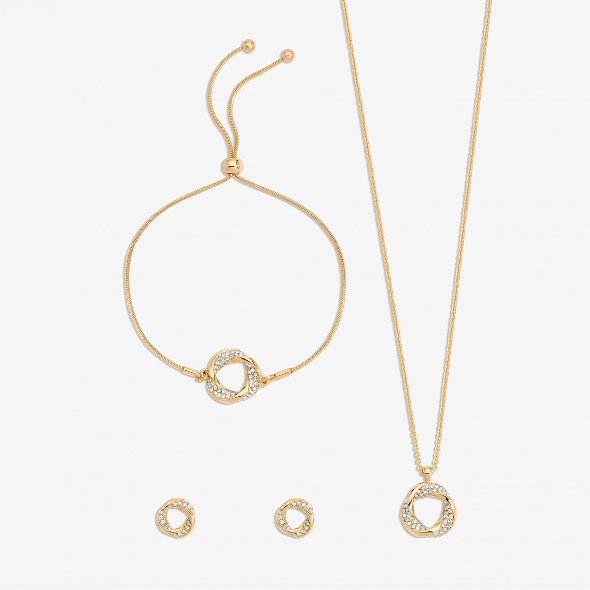Jon Richard Gold Plated and Crystal Open Knot Set - Gift Box