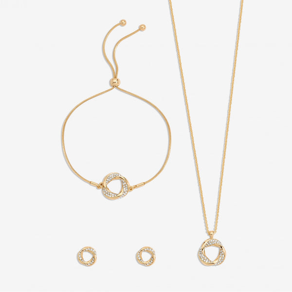 Jon Richard Gold Plated and Crystal Open Knot Set - Gift Box
