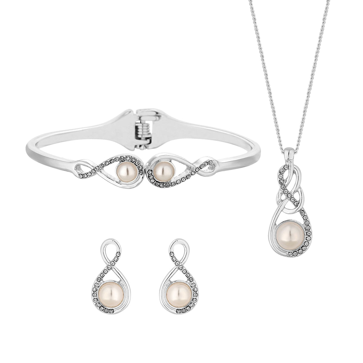 Jon Richard Pearl and Crystal Infinity Trio Set - Gift Box