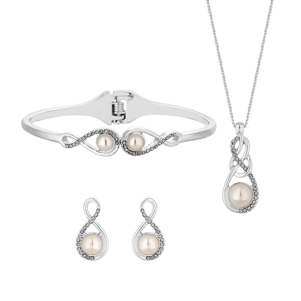 Jon Richard Pearl and Crystal Infinity Trio Set - Gift Box