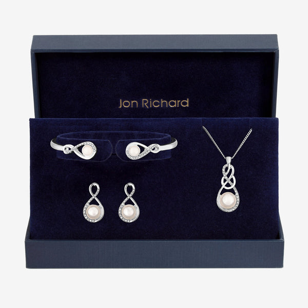 Jon Richard Pearl and Crystal Infinity Trio Set - Gift Box