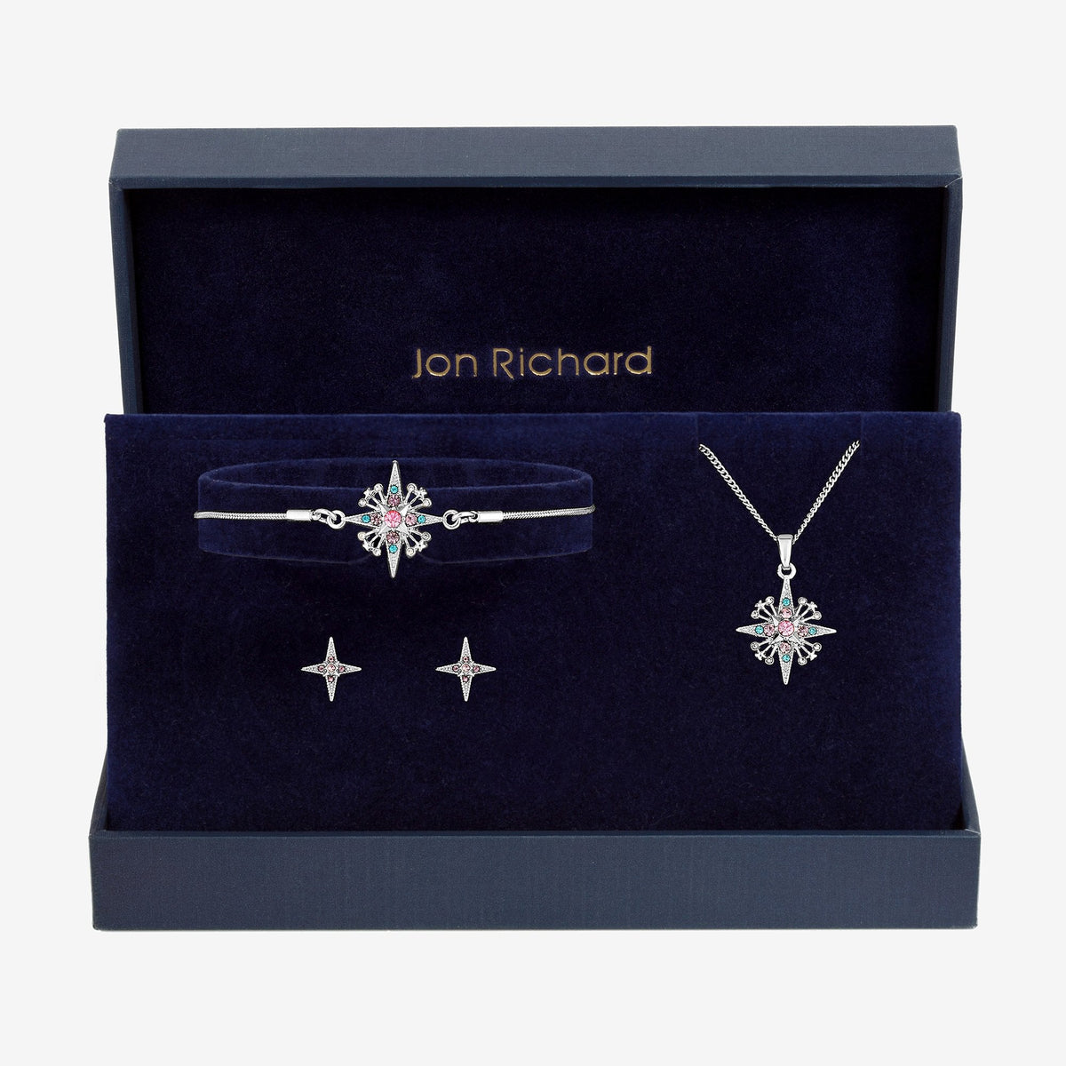 Jon Richard Silver Plated Diamond Cut Star Trio Set - Gift Box