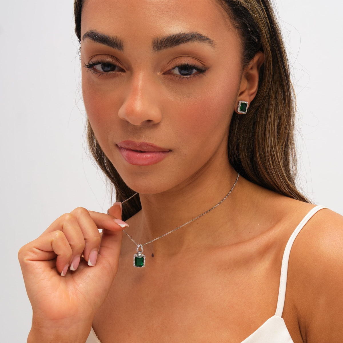 Jon Richard Cubic Zirconia Emerald Perfume Bottle Stud Earrings