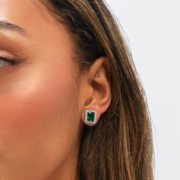 Jon Richard Cubic Zirconia Emerald Perfume Bottle Stud Earrings
