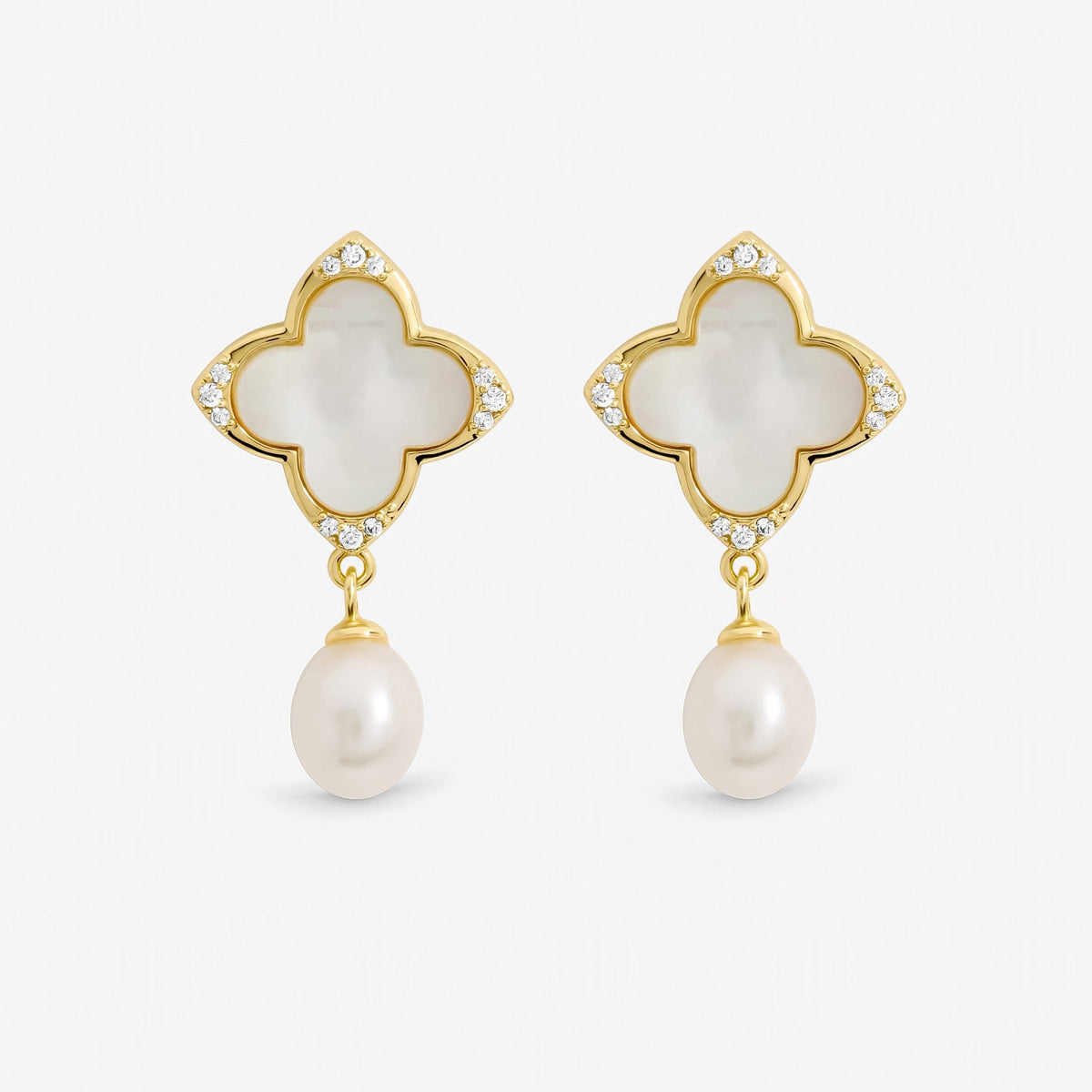 Jon Richard Gold Plated Mother of Pearl Clover Earrings