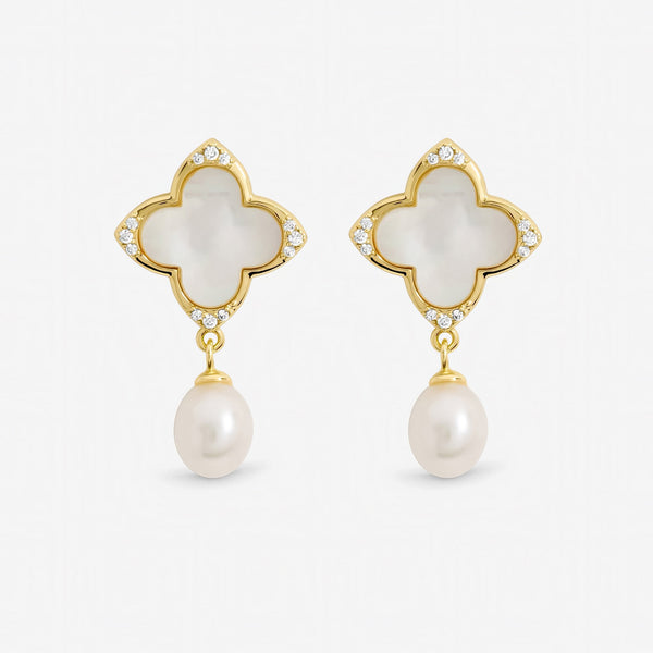 Jon Richard Gold Plated Mother of Pearl Clover Earrings