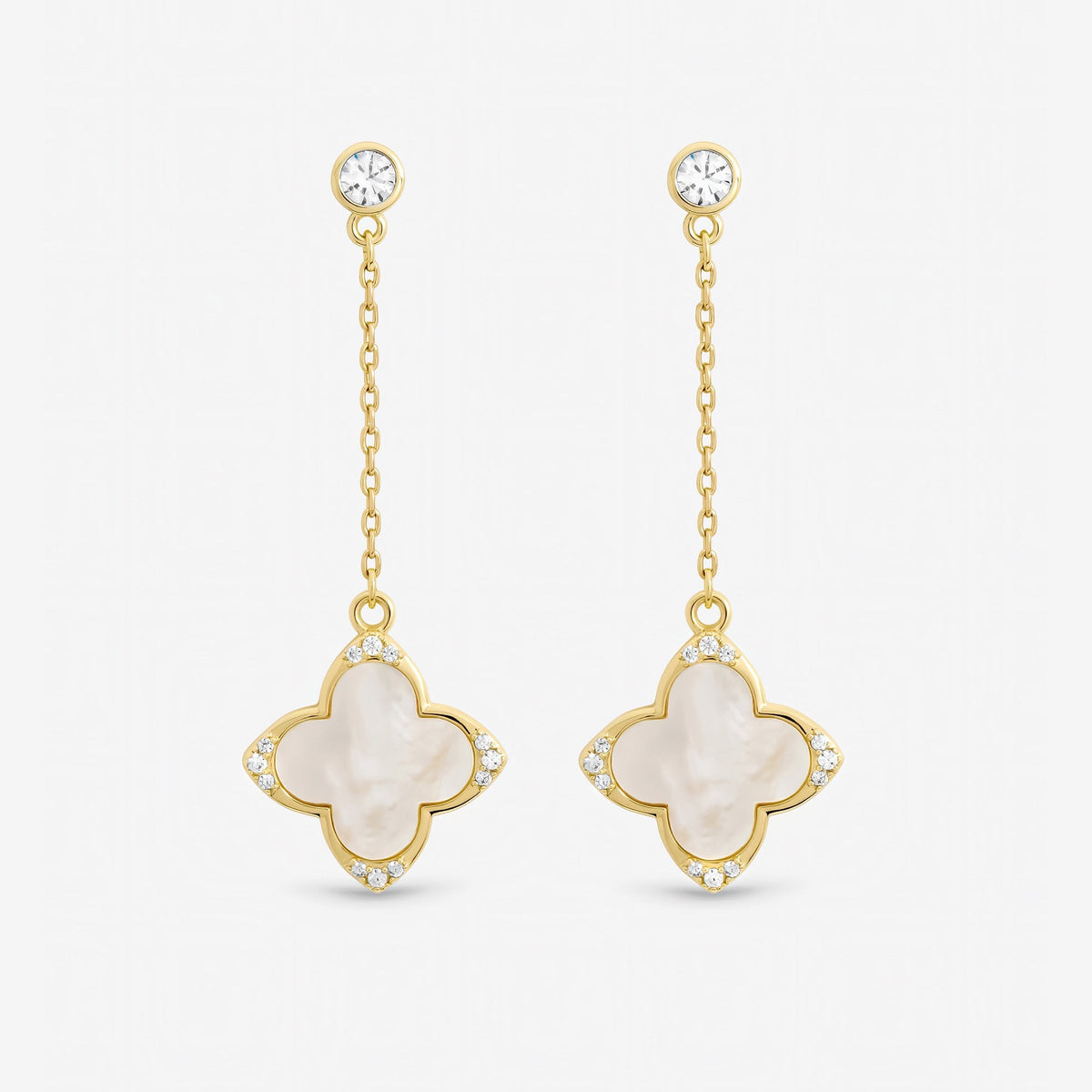 Jon Richard Gold Plated Mother of Pearl and Pearl Drop Clover Earrings