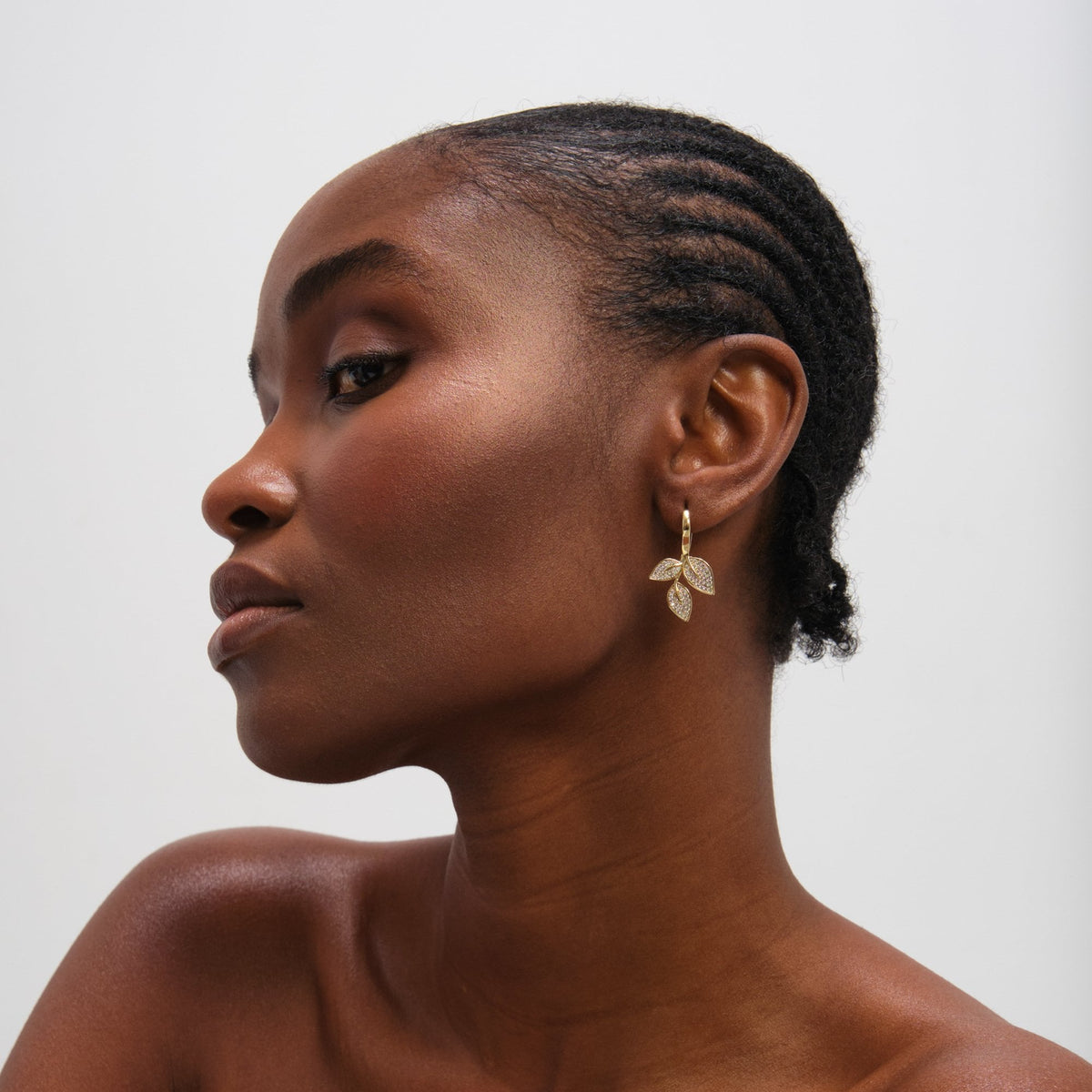 Jon Richard Gold Plated and Cubic Zirconia Leaf Earrings
