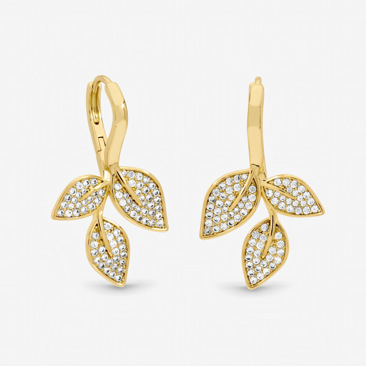Jon Richard Gold Plated and Cubic Zirconia Leaf Earrings