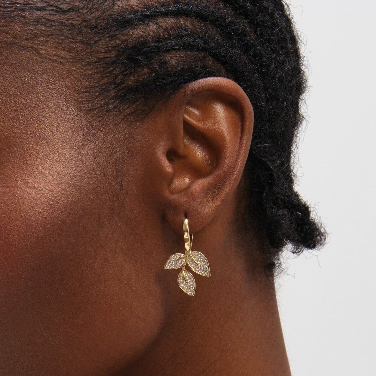 Jon Richard Gold Plated and Cubic Zirconia Leaf Earrings