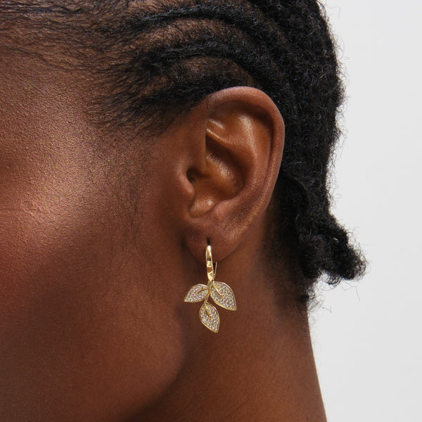 Jon Richard Gold Plated and Cubic Zirconia Leaf Earrings