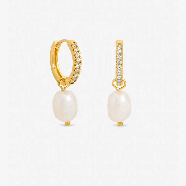 Jon Richard Gold Plated Real Freshwater Pearl Huggie Earrings