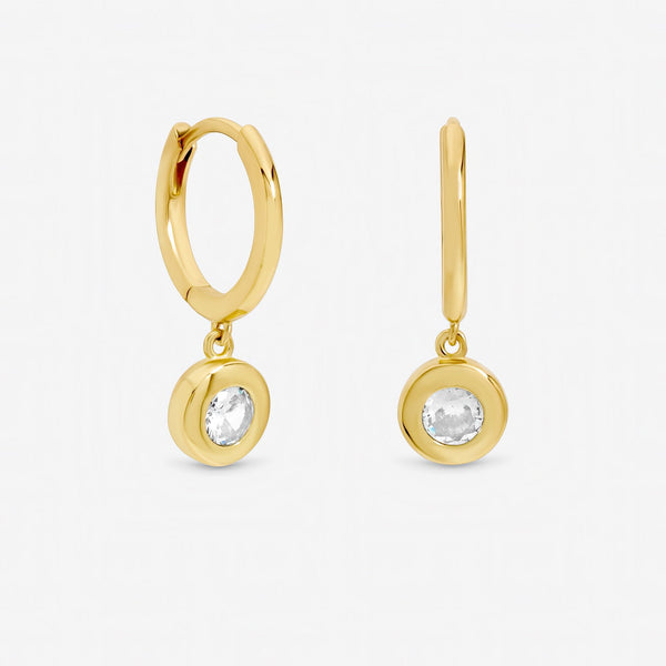 Jon Richard Gold Plated Cubic Zirconia Bezel Huggie Earrings