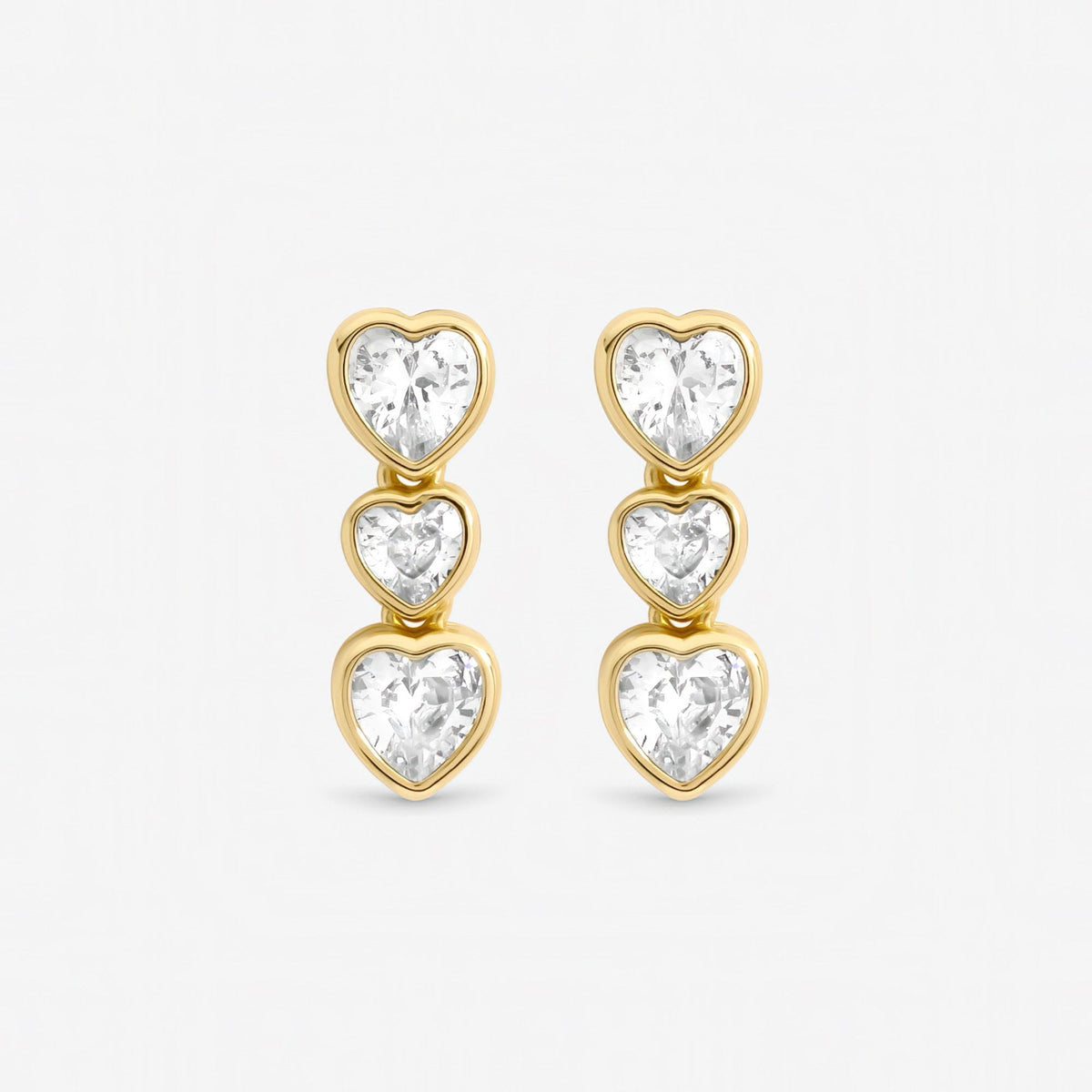 Jon Richard Gold Plated Cubic Zirconia Heart Drop Tennis Earrings