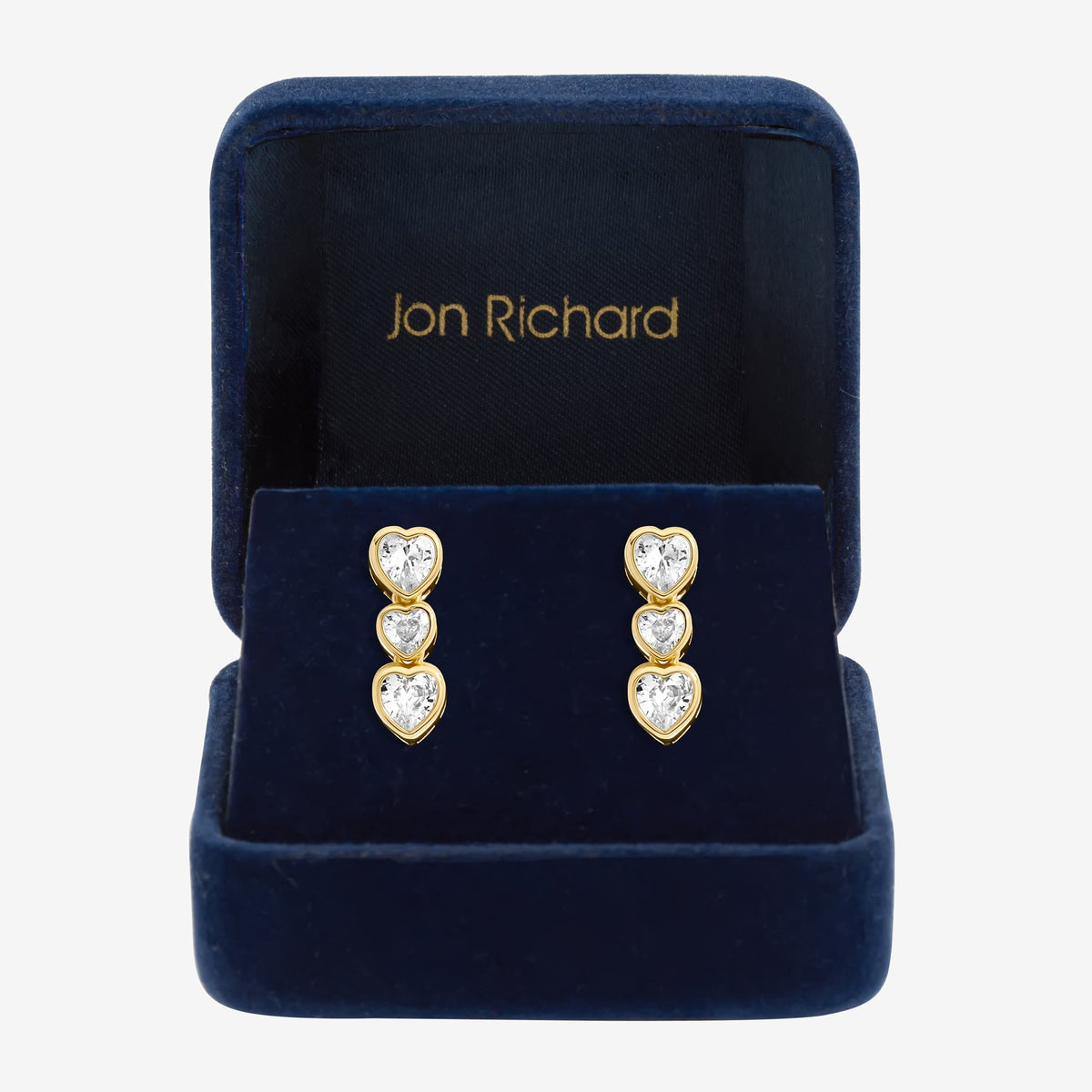 Jon Richard Gold Plated Cubic Zirconia Heart Drop Tennis Earrings