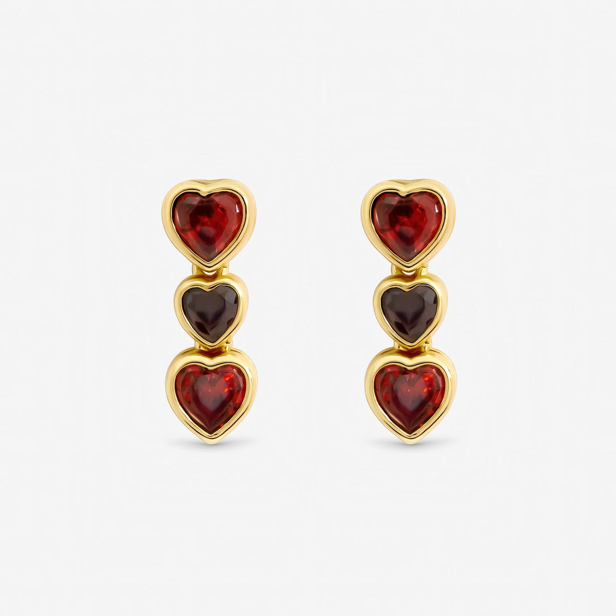 Jon Richard Gold Plated Cubic Zirconia Red Heart Tennis Earrings