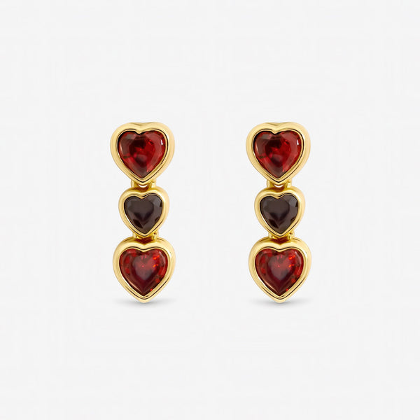 Jon Richard Gold Plated Cubic Zirconia Red Heart Tennis Earrings