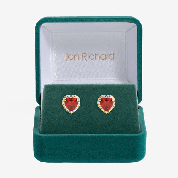 Jon Richard Gold Plated and Red Heart Earrings