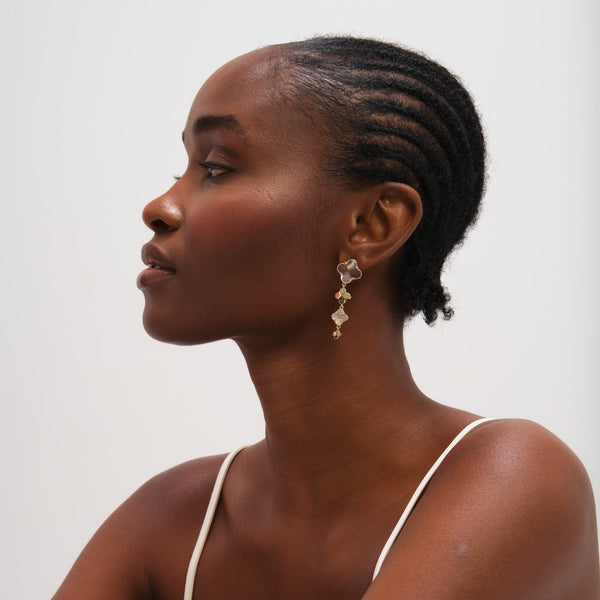 Jon Richard Gold Polished and Crystal Clover Earrings