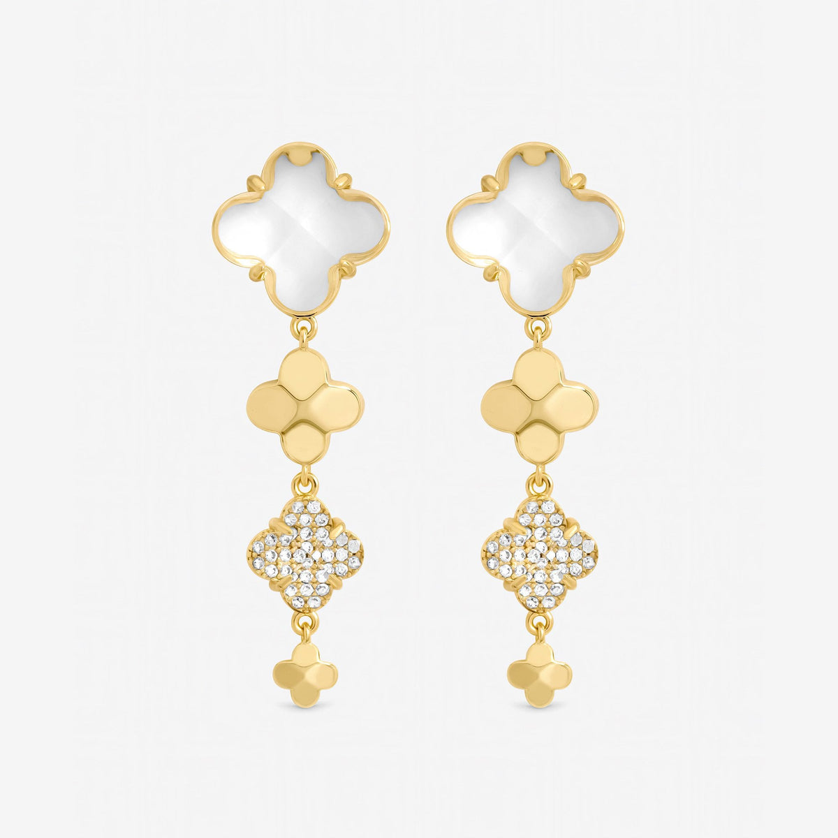 Jon Richard Gold Polished and Crystal Clover Earrings