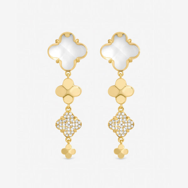 Jon Richard Gold Polished and Crystal Clover Earrings